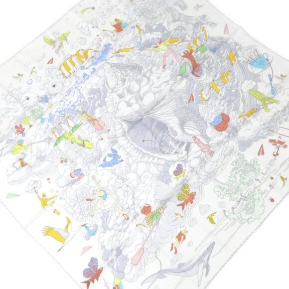 HERMES Carre 90 White Gray Multi Scarf - Picture 1 of 4
